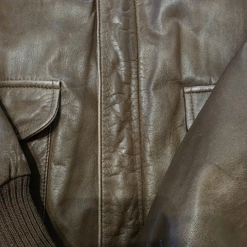 Vintage Reed Mens Leather Aviator Flight A2 Bomber Jacket Size L World Map Lined
